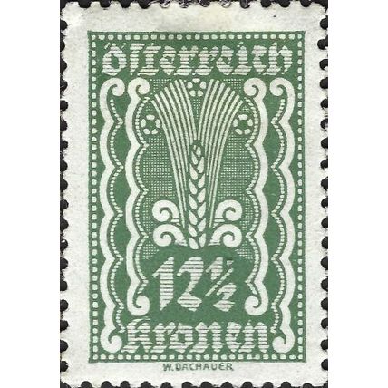 AUSTRIA, Ear of corn, green-grey 1922, 12½kr