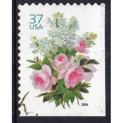 USA 2004 Garden Bouquet - White Lilacs & Pink Roses 37c Used