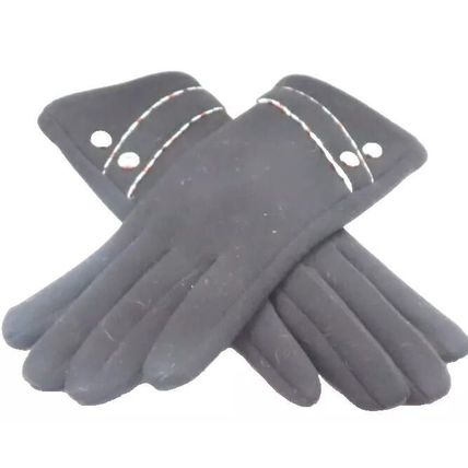 Ladies Gloves Black with Button 23.5 CM Clothing Accessory Warm Hands