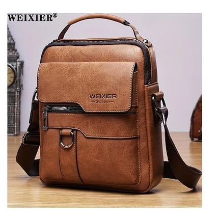 Men's Faux Leather Crossbody Messenger Bag – Vintage Style, Waterproof & Large