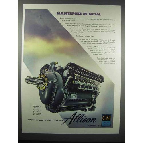 1943 GM Allison Aircraft Engines Ad - Masterpiece Metal