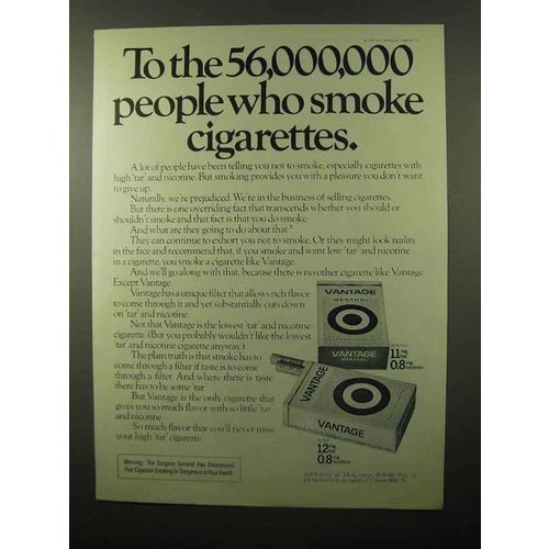 1975 Vantage Cigarettes Ad - 56,000,000 Smoke