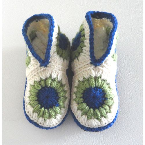 Toddler booties #B025 crochet cowboy style boots footwear 2-4 years