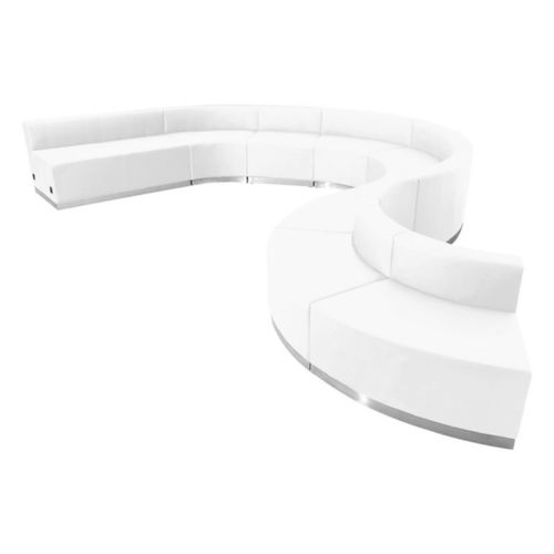 Black White Leather* 9 Pc 'Wave' L- Sectional Reception Office Hotel Conference