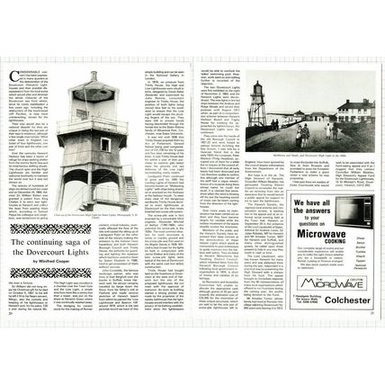 (5997) The Dovercourt Lights Harwich Lighthouses Essex - 1984 Article