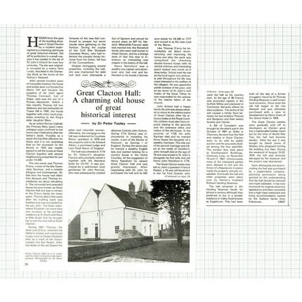 (5994) Great Clacton Hall David Jones Weeley Spillane Family - 1984 Article
