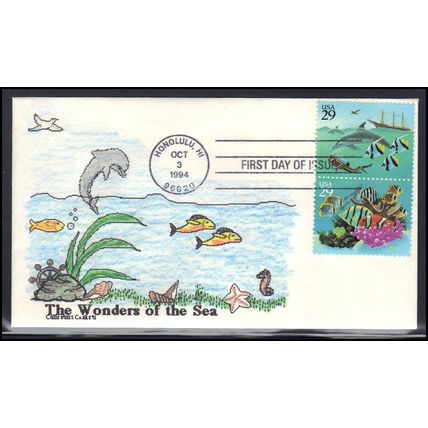 FDC Cotle Cachets 2864 2866 29c Sea Life (Cachet-U/A) Box0519