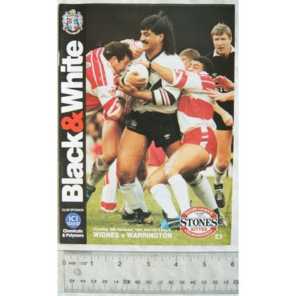 1991 programme Widnes v. Warrington, centrefold David Hulme