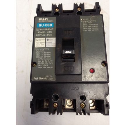 FUJI ELECTRIC BU-ESB Circuit Breaker, BU-ESB3040, 40 Amp, 600V AC, 3 P,DI