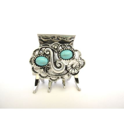 Small/medium turquoise blue silver metal native western hair claw clip