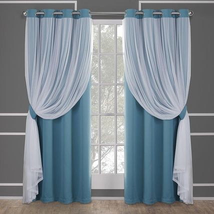Exclusive Home Catarina Blackout Curtain + Sheer Grommet Pair-52"x108"-TURQUOISE