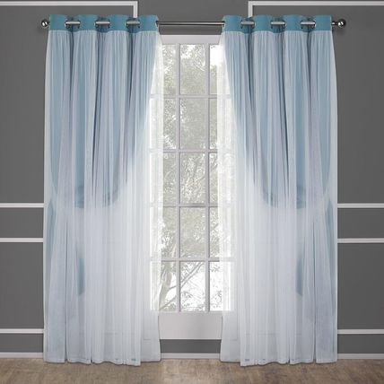 Exclusive Home Catarina Blackout Curtain + Sheer Grommet Pair-52"x108"-TURQUOISE
