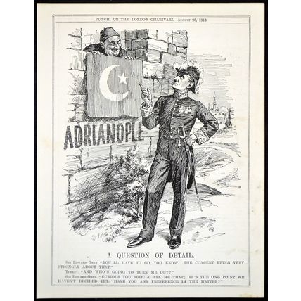 A QUESTION OF DETAIL 1913 John Bernard Partridge - Turkey PUNCH CARTOON PAGE