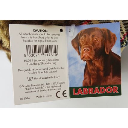 Chocolate Labrador shaped hand or shoulder bag by Faithful Friends Collectables
