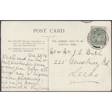 Town Hall, Stockton, Durham, 1904 - Postcard