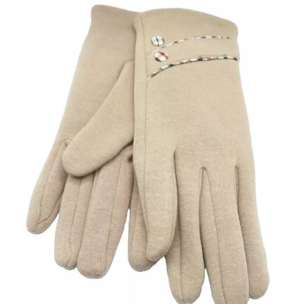 Ladies Gloves Cream with Button Detail 23.5 CM Clothing Accessory Warm Hands