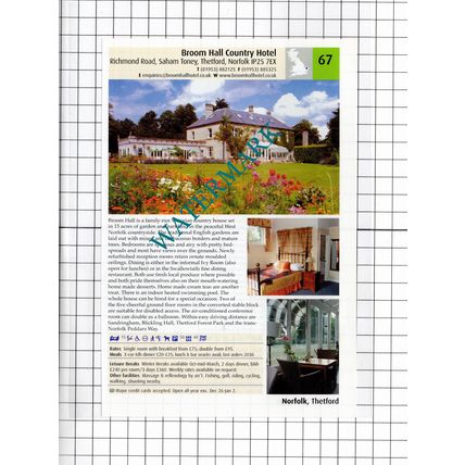 Broom Hall Hotel Saham Toney Norfolk / Brudenell Hotel Aldeburgh -2011 Advert