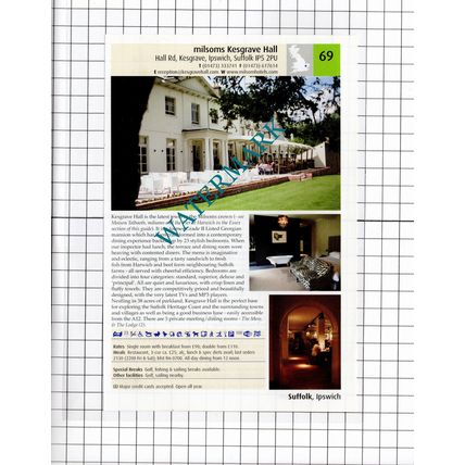 Kesgrave Hall Kesgrave Suffolk / The Swan Hotel Lavenham Suffolk -2011 Advert