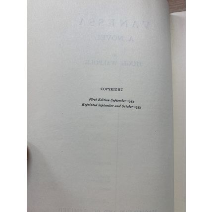 1933 HUGH WALPOLE "VANESSA" FICTION VINTAGE THICK HARDBACK BOOK (P5)