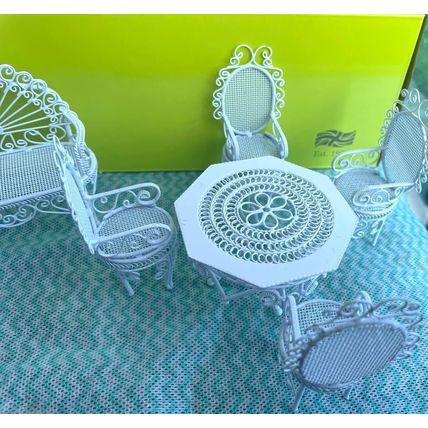 Set of White Wire Furniture for a Dollshouse Garden or Patio