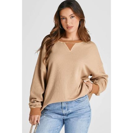 Smoke Gray Thermal Pullover Loose Sweatshirt