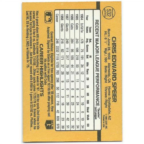 1989 Donruss - #532 - Chris Edward Speier