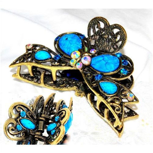 Sale Retro Fashion Blue Crystal Rhinestone Hair Clip Claw Grip Jewellery 121