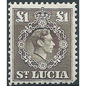 St Lucia 1946 SG141 £1 Sepia Mounted Mint....
