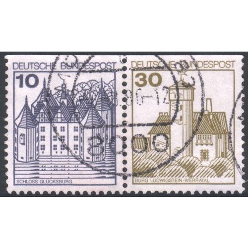 Germany 1977 - 10pf Gluckburg + 30pf Ludwigstein x 2 used