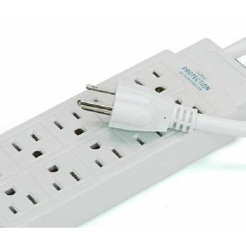 10 Outlets 450J Surge Protector Power Strip, 2m (6.56ft) Heavy-Duty Cord - White