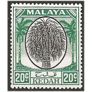 Kedah 1950 SG84 20c Black & Green Mounted Mint . .. .