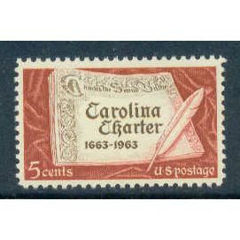 1230 5c Carolina Charter Fine MNH P#S UL 27437 MA1092