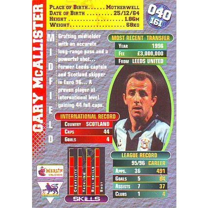 Merlin Premier Gold English Premier League 1996/97 Gary McAllister
