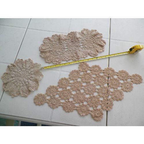 LOT OF 3 VNTG IRISH CROCHET DOILIES