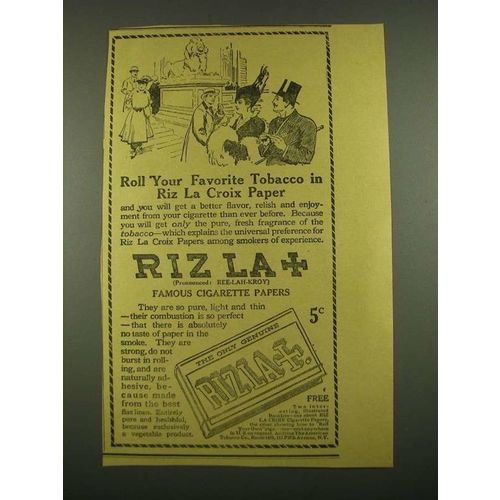 1915 Riz La Croix Cigarette Papers Ad - Roll Your Favorite