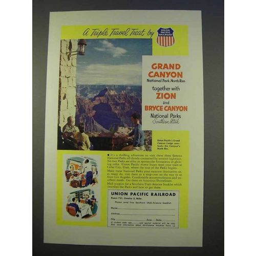1955 Union Pacific Railroad Ad - Triple Travel Treat