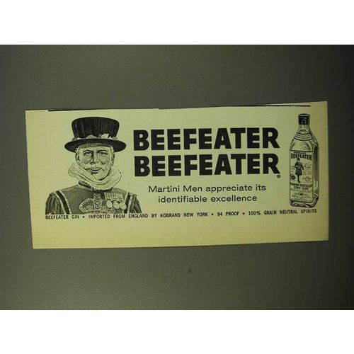 1964 Beefeater Gin Ad - Martini Men Appreciate