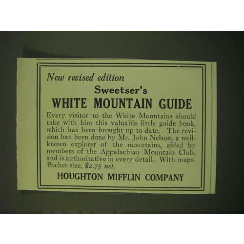 1918 Houghton Mifflin Company Ad - Sweetser's White Mountain Guide