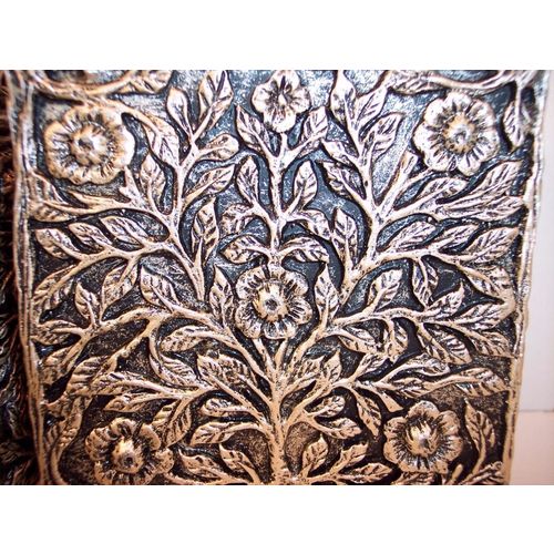 Nicole Miller Bath Bathroom Resin Container with Lid Vintage Silver Floral Look