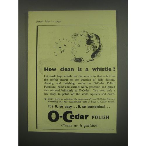 1949 O-Cedar Polish Ad - How clean is a whistle?