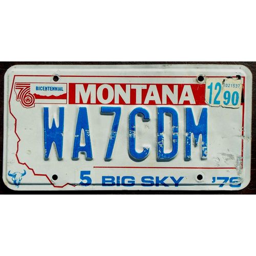 1990 MONTANA Amateur Radio License Plate #WA7CDM