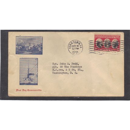 FDC 703 2c Yorktown (Unkn Cachet-Typed/A) CV00756