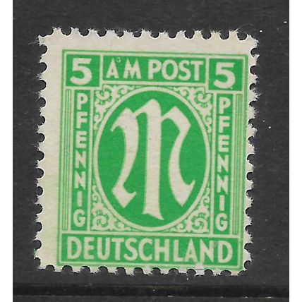 GERMANY BRITISH AMERICAN ZONE 1945 -46 5pf GREEN DEUTSCHLAND SG A19A M MINT