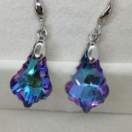 Earrings Blue/Purple Swarovski Crystal Wire Hook #303 USA Seller