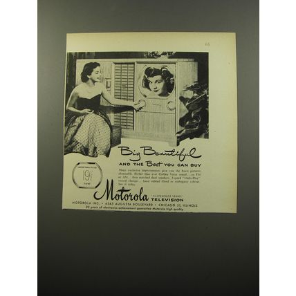 1950 Motorola Masterpiece Series Television Ad - Big Beautiful and the best