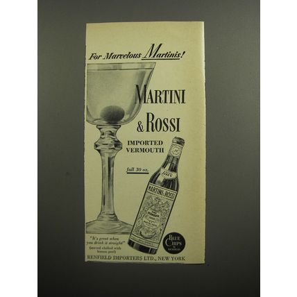 1951 Martini & Rossi Vermouth Ad - For Marvelous Martinis!