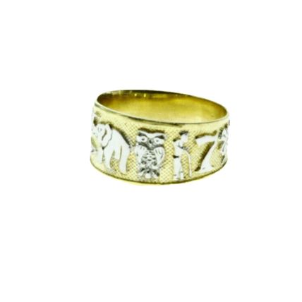 New 14K Gold Ring Band 7 Lucky Horseshoe Clover Eye Elephant Owl 5 Gr Size 8