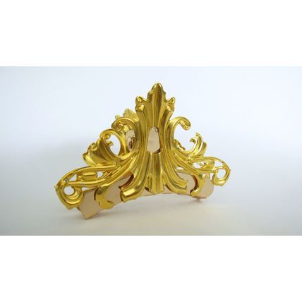 Medium bright gold triangle metal victorian style filigree hair claw clip fine