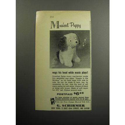 1957 G. Schirmer Musical Puppy Ad - Musical Puppy wags his head