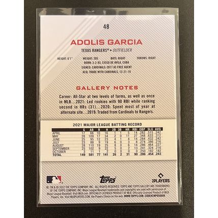 2022 Topps Gallery Printer Proof Adolis garcia
